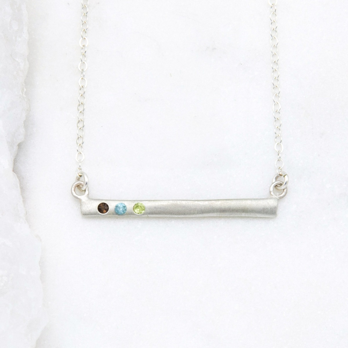 Image of Cross Bar Birthstone Necklace {Sterling Silver}