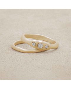 Be mine ring pair hand-molded and cast in 10k yellow gold set with a 3mm birthstone or a diamond 
