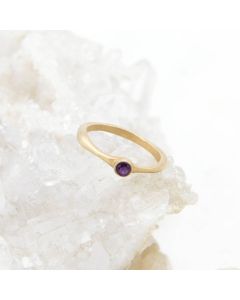 Bezel birthstone ring handcrafted in 10k yellow gold set with a 3mm birthstone inside a gold bezel