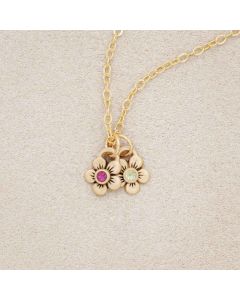 10k yellow gold birthstone bloom necklace with flower charms containing 2mm genuine birthstones 