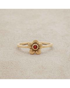 Birthstone bloom ring  handcrafted in 14k yellow gold with an antiqued/satin finish set with a 2mm birthstone 