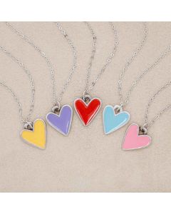 Brave Love heart necklace handcrafted in pewter with choice of color epoxy