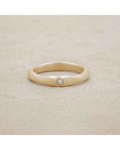 Classic stacking ring hand-molded and cast in 14k yellow gold with a 2mm birthstone or diamond 