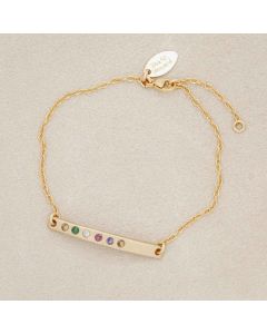 Cross bar birthstone bracelet 14k gold