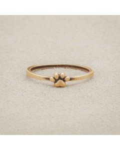 Furry Footprint Dainty Ring, handcrafted in 10k yellow gold