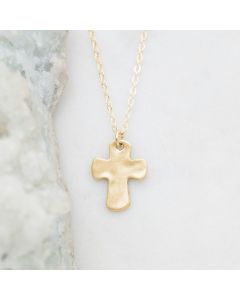 Grace for today cross necklace handcrafted in 14k yellow gold with a cross charm strung on choice of chain