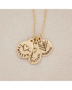 handcrafted 14k yellow gold personalized jumble of love necklace