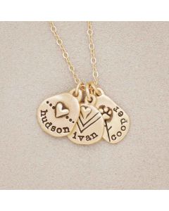 handcrafted 14k yellow gold personalized jumble of love necklace