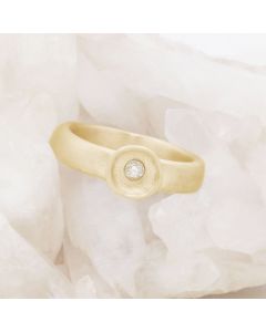 Love surrounds me ring hand-molded in 10k yellow gold set with a 3mm birthstone 