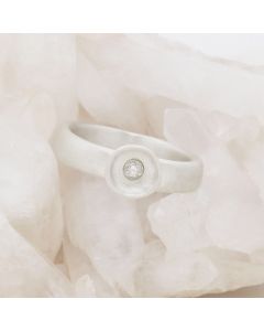 Love surrounds me ring hand-molded in 10k white gold set with a 3mm birthstone 