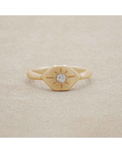 Nostalgia ring hand-molded and cast in 14k yellow gold set with a 3mm birthstone or diamond