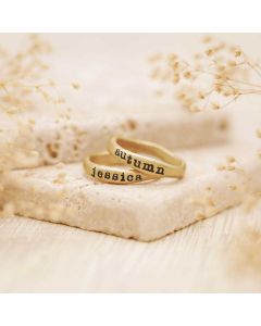 Two Personalized 10k yellow gold stackable name rings