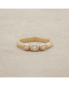 Togetherness ring, handcrafted in 10k gold, and set with two 2mm birthstone or diamond and one 3mm birthstone or diamond in the center 
