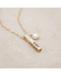 word of the year necklace, personalized up to 4 sides and handcrafted in yellow gold