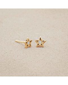 Your Spark Earrings, handcrafted in 10k yellow gold, set with a 1.5mm cubic zirconia
