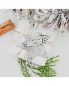 your spark ornament hand-molded and cast in fine pewter and personalized with a word, name or date