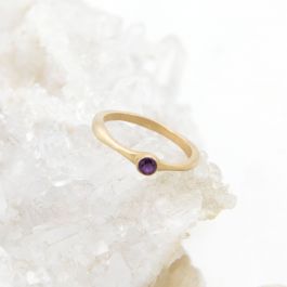 Inverted Setting Layering Mothers Ring Sterling Silver Birthstone Ring 14k Gold Bezel Setting Choose Your Birthstone Stacking Ring