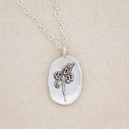 vtg ANTIQUE SPOON Necklace  sterling silver plate pendant flower April 