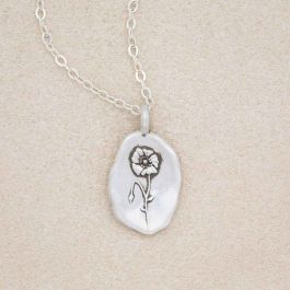 August Birth Flower Necklace, Poppy Birth Flower Necklace, Birthstone –  Susabella