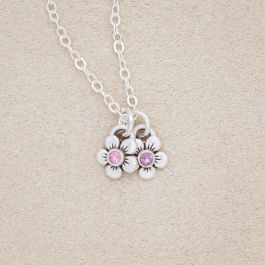 Blossom Birth Flower & Diamond Necklace in Sterling Silver