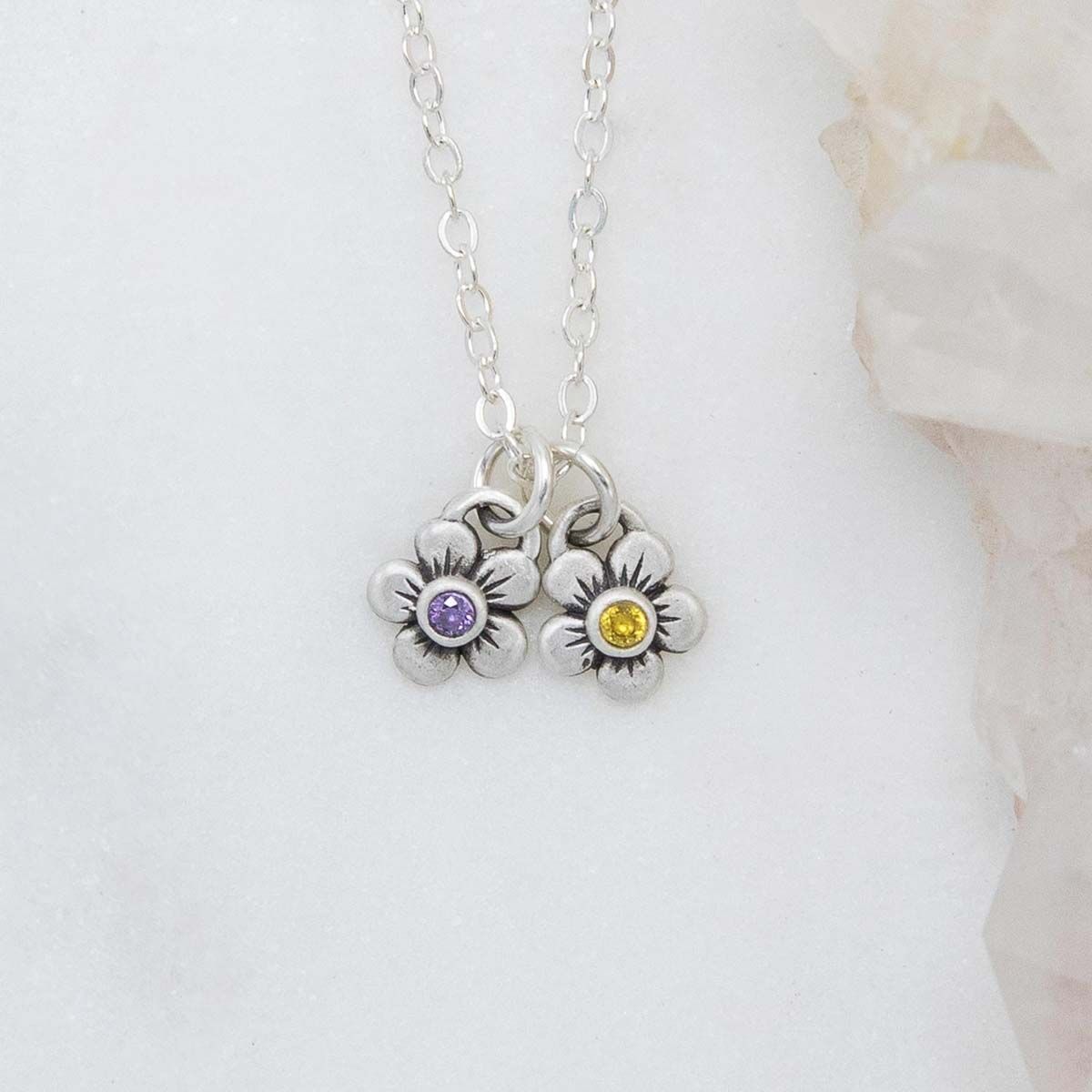 birthstone bloom necklace {sterling silver}