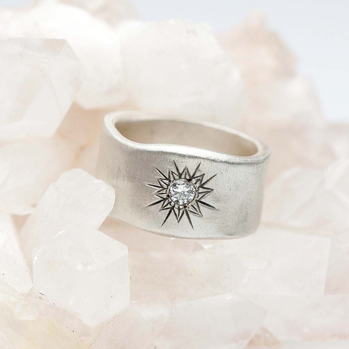 sunburst diamond ring {sterling silver}