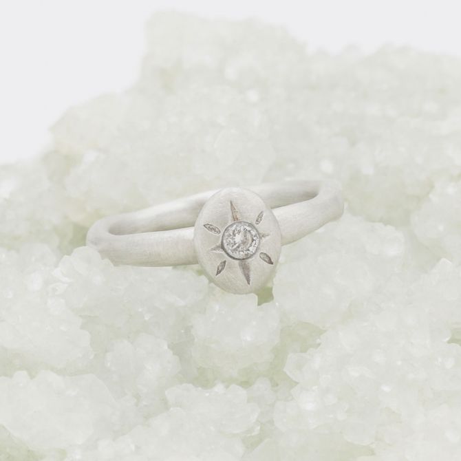 Bright love ring hand-molded in sterling silver set with a 3mm birthstone or diamond