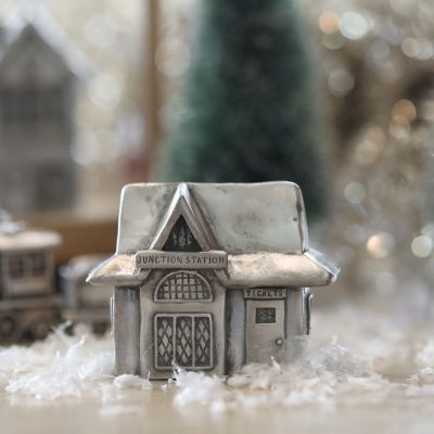 Winter Wonderland Village Set display in snow