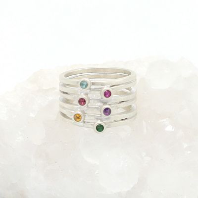 Always together birthstone ring handcrafted in sterling silver set with 3 to 6 birthstones 