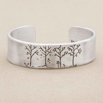 A Love For All Seasons Cuff, handcrafted in pewter
