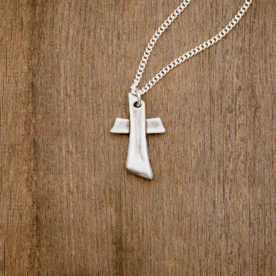 Accord Cross necklace handcrafted in antiqued sterling silver with the pendant strung on your choice of chain
