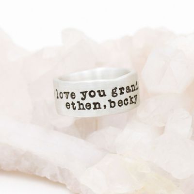 Band together ring handcrafted in sterling silver with an antiqued/satin finish and personalized with words, names, or a quote