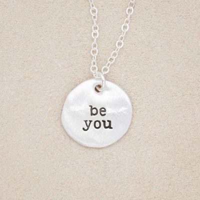 Be you disc necklace handcrafted in sterling silver personalized with engraved names, dates, or message 