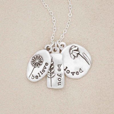 Personalized be you wildflowers necklace sterling silver