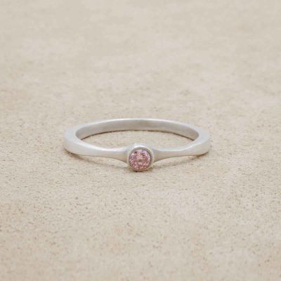 Bezel birthstone ring handcrafted in sterling silver set with a 3mm birthstone inside a sterling bezel