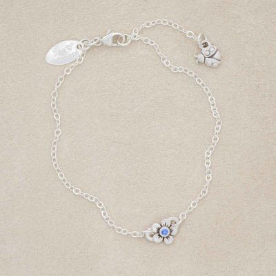 Sterling silver birthstone bloom bracelet with sweet flower charm and sterling silver lady bug charm