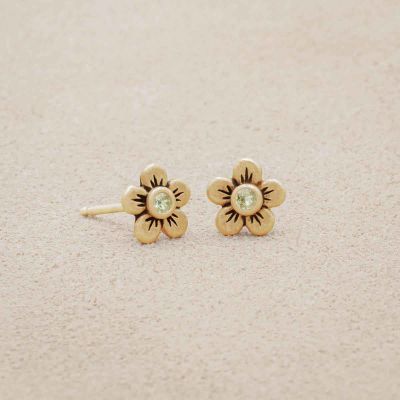 Birthstone Bloom Stud Earrings {14k gold}