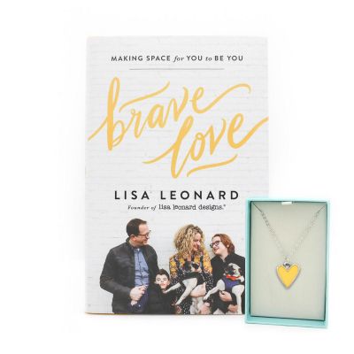 Brave Love Gift Set - Book and Yellow Heart Necklace {Pewter}