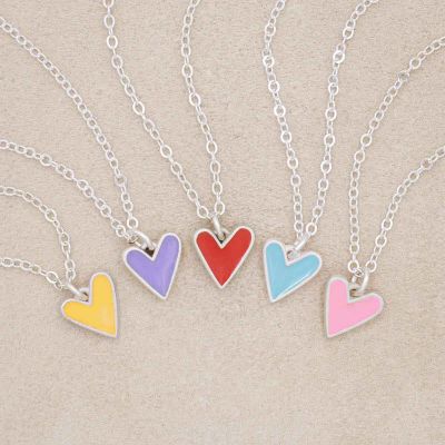 Brave Love tiny heart necklace handcrafted in sterling silver with choice of color epoxy