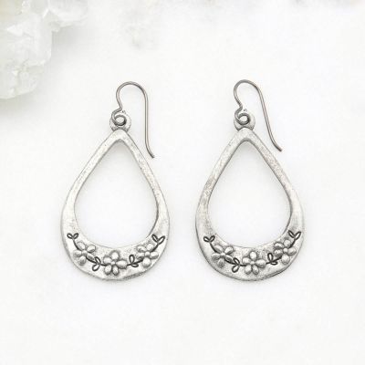 Bud and Blossom Drop Earrings {Pewter}