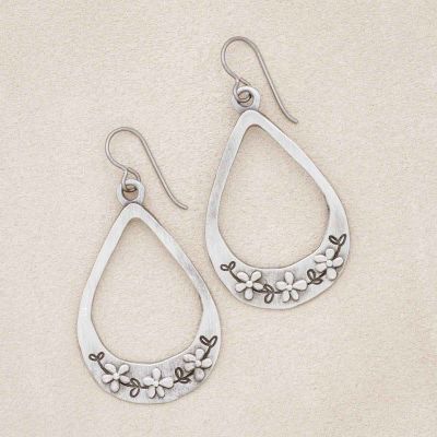 bud and blossom drop earrings handcrafted in pewter