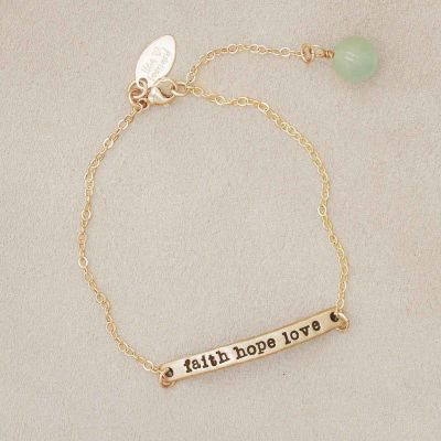 Handcrafted carry my heart 14k yellow gold bracelet with aventurine stone