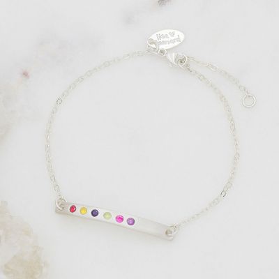 Cross bar birthstone bracelet sterling silver