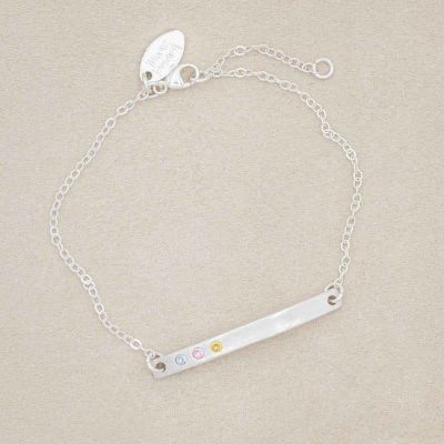 Cross bar birthstone bracelet sterling silver with choice of up to 6 birthstones