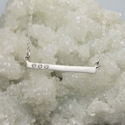 Cross bar crystal necklace handcrafted in sterling silver  hand-set with up to five 2mm cubic zirconia stones