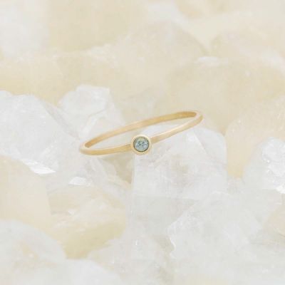 handcrafted 10k yellow gold Dainty finespun birthstone ring with a genuine birthstone or conflict free diamond
