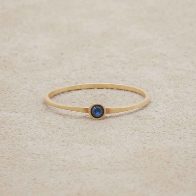 Handcrafted 14k yellow gold Dainty finespun birthstone ring with a genuine birthstone or conflict free diamond