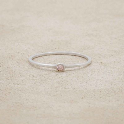 sterling silver Dainty finespun birthstone ring with a genuine birthstone or conflict free diamond