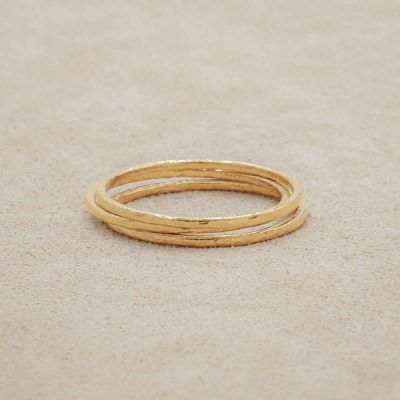 Featherweight stacking rings with 2 stackable ring handcrafted in yellow gold sterling silver
