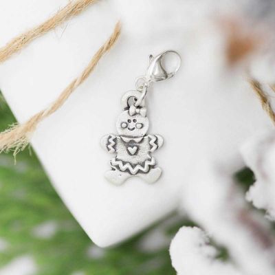 gingerbread girl bracelet charm {sterling silver} with twine